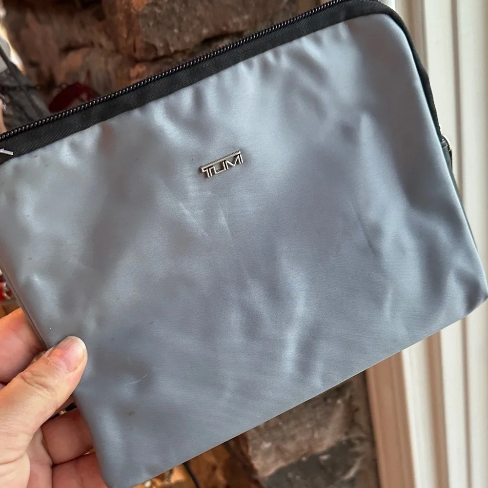 Tumi Gray and Black Zip Toiletry Pouch